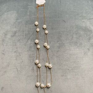 NWT Multi-Strand Goldtone Fashion Necklace with Faux Pearls